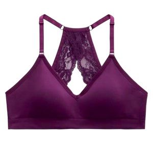 Deep Space Purple Lightly Lined Seamless Flirt Racerback Bralette, adjustable